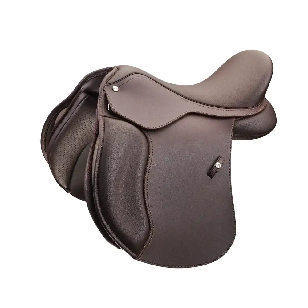 Brown leather wintec 500 pony all purpose saddle with smooth stitched seams weather-proof saddle for young riders