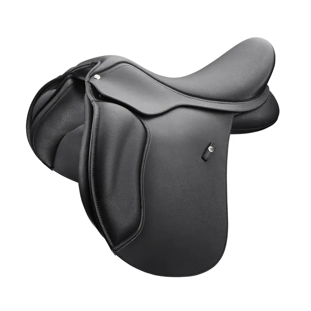 Black leather wintec 500 wide all purpose saddle with durable comfort designed super-soft panels and stirrup keeper