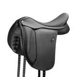 Black leather Wintec 500 WIDE dressage saddle with wide dressage supports, durable comfort designed and super-soft panels