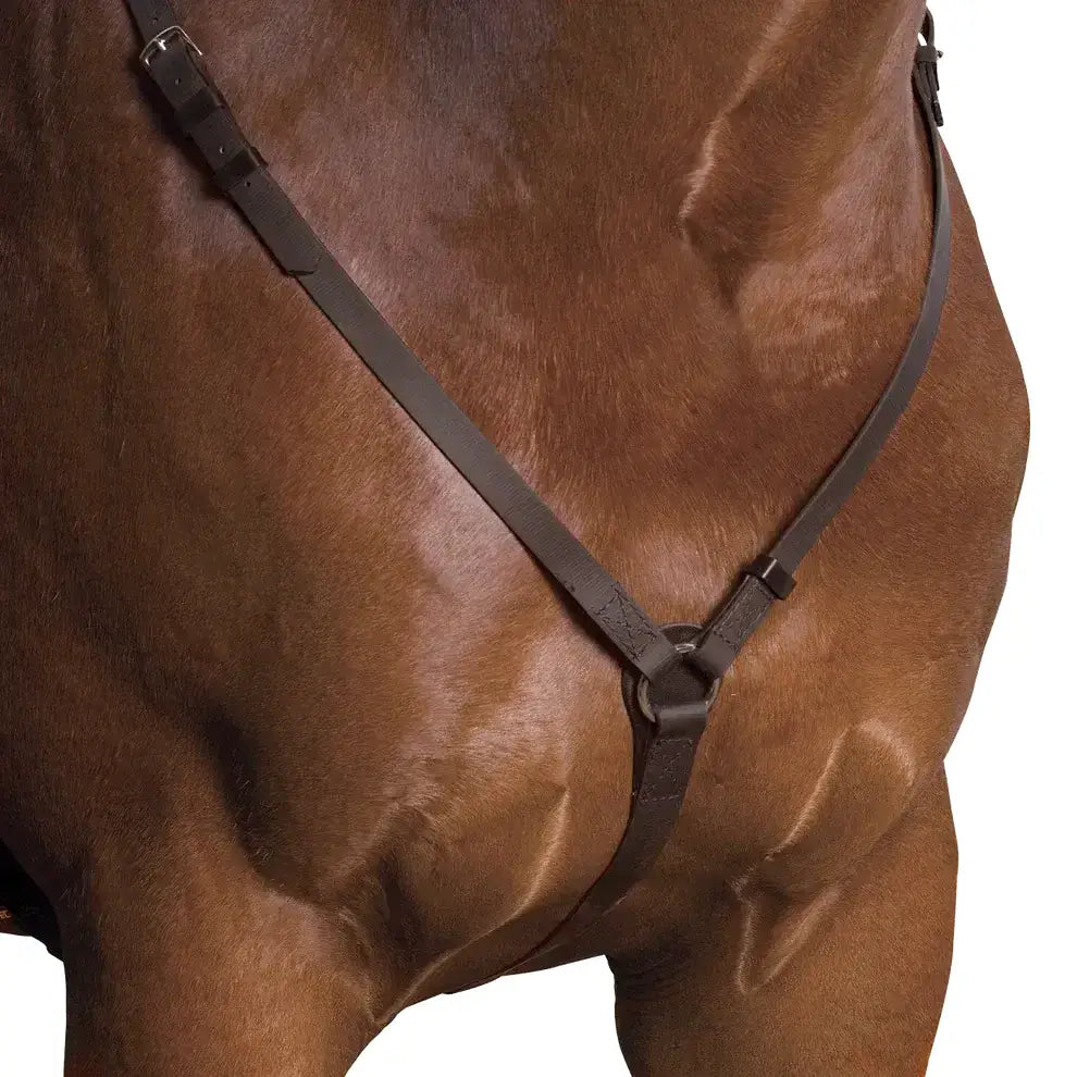Black leather wintec breastplate with adjustable straps metal buckles made of durable equi-leather for added convenience