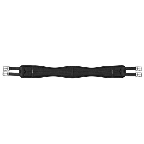 Black mesh wintec chafeless elastic girth with silver buckles and fully elastic centre for curved shaping reduces chafing