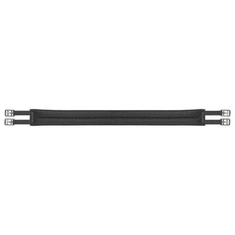 Black mesh wintec elastic girth with silver metal buckles and side adjusters for increased comfort and anti-galling material