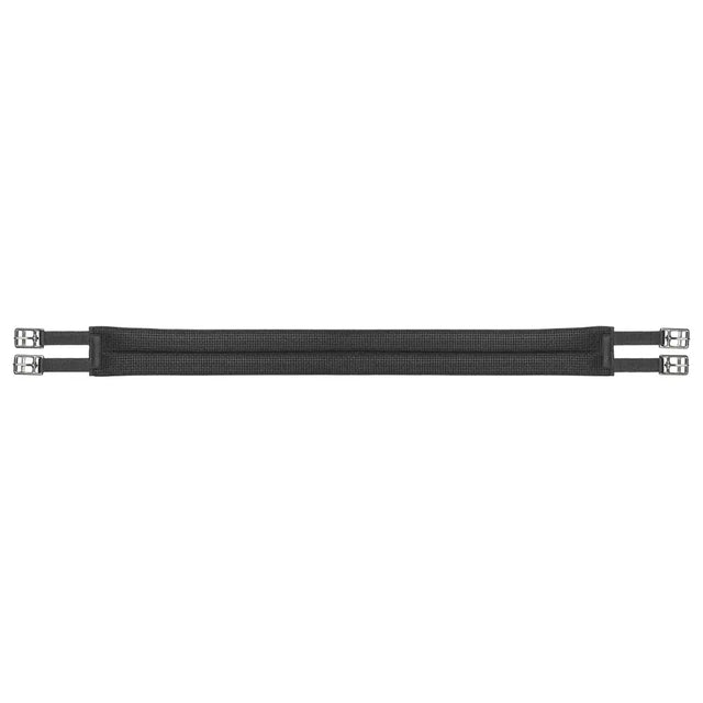 Black mesh wintec elastic girth with silver metal buckles and side adjusters for increased comfort and anti-galling material