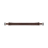 Brown leather wintec elastic girth with silver buckles featuring anti-galling material for increased comfort