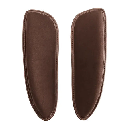 A pair of brown leather wintec flexibloc insoles with smooth texture and neat stitching for dressage use