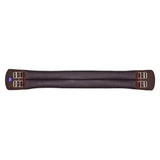 Dark gray woven wintec miracle girth with brown leather edges and silver buckles for scientifically proven horse comfort