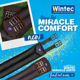 Black and brown wintec miracle girth short with silver buckles and woven design for scientifically proven horse comfort
