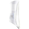 White woof wear club brushing boots with sleek padded design and subtle silver stitching for hoof protection