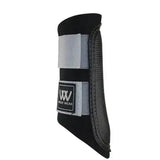 Black woof wear club brushing boots with gray reflective straps and branded patch perfect for matchy matchy look