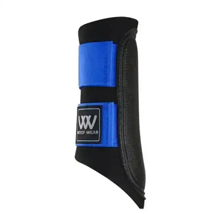 Black and blue woof wear brushing boots with branded logo patch perfect for woof wear club brushing boots matchy matchy