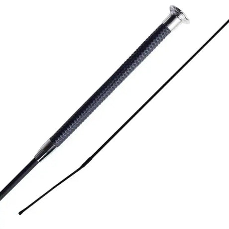 Black woof wear diamond dressage whip with embossed faux leather grip and silver-toned metal ferrule