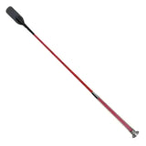 Red woof wear gel fusion fusion riding whip with black grip and silver ferrule for equestrian use