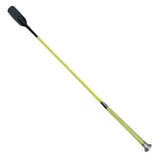 Bright lime green woof wear gel fusion riding whip with black handle and silver metallic tip for equestrian use