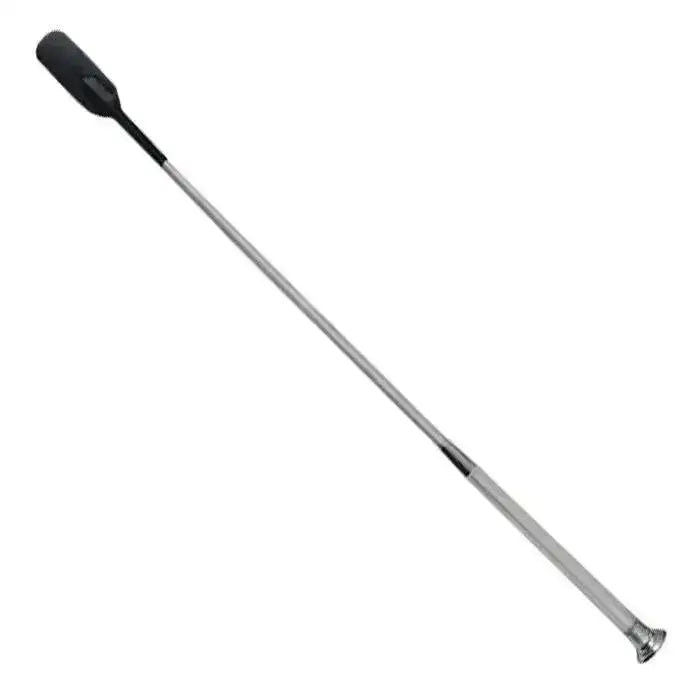 Silver woof wear gel fusion riding whip with black padded handle and metallic tip for equestrian use