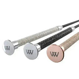 Three woof wear glitz dressage whips with silver black beige handles and stunning glass crystals on polished end caps