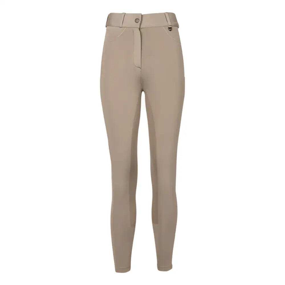 Beige woof wear hybrid ii riding breeches with a fitted silhouette and subtle stitching details for riding use