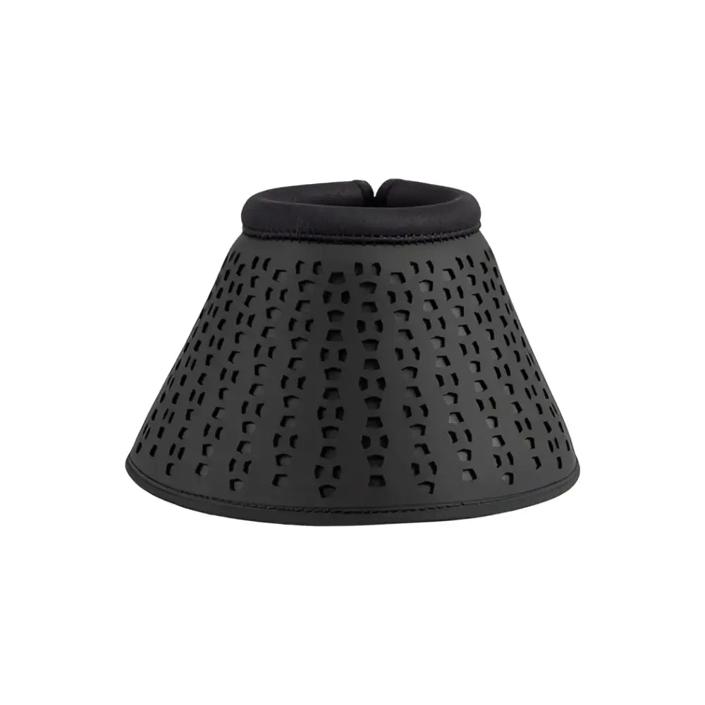 Black perforated woof wear ivent overreach boot with padded elasticized top rim for strike zone protection