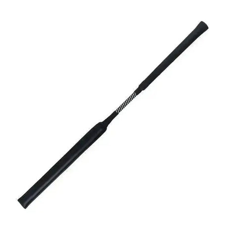 Black leather woof wear jump bat slim grip with textured grip and spiral metal section for riding use