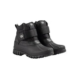 Black waterproof woof wear new short yard boot with velcro straps durable tpr galosh and chunky tread sole