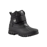 Black woof wear new short yard boot with velcro strap durable tpr galosh and chunky tread sole