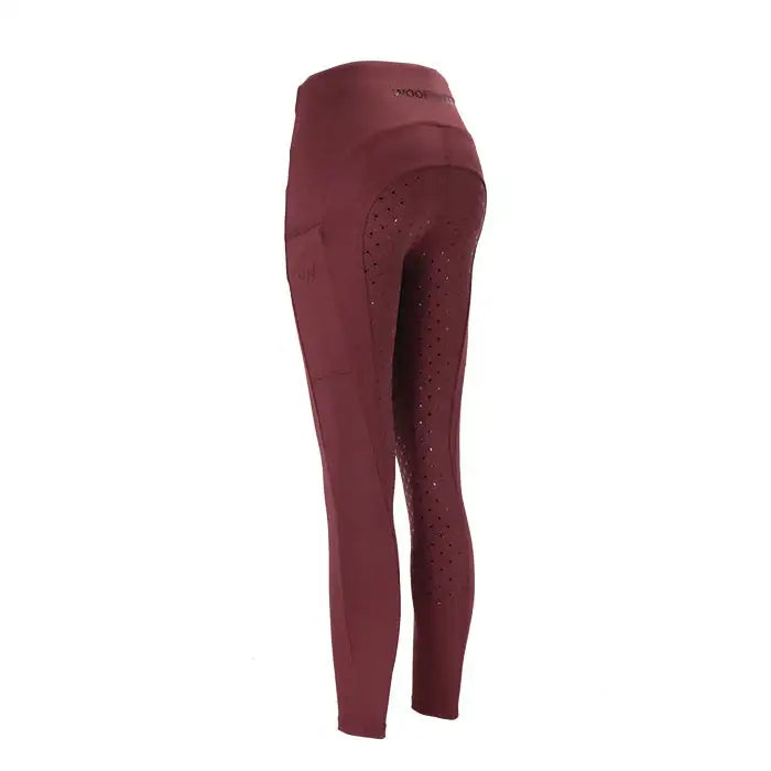 Maroon woof wear original lite riding tights with perforated iflex fabric panels and branded waistband for comfort