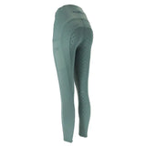 Mint green woof wear original lite riding tights with perforated panels and branded waistband made from iflex fabric