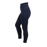 Navy blue woof wear original riding tights with 4-way stretch fabric, high waist, knee patch, and subtle side pockets