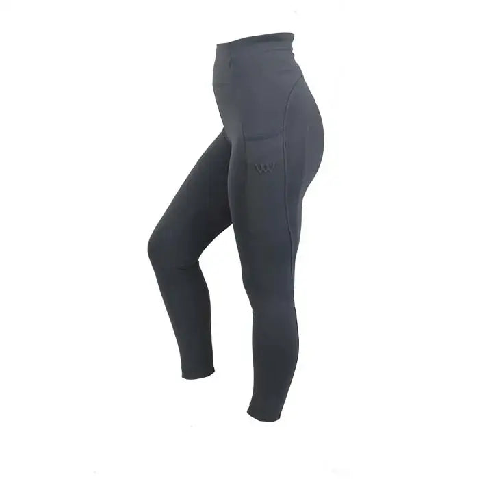 Dark gray woof wear original riding tights with high waist knee patch and 4-way stretch fabric with side pocket