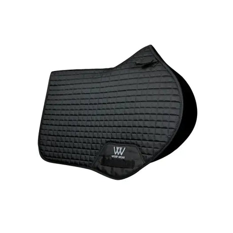 Black quilted woof wear pro close contact saddle pad with anatomic high wither and small logo patch at bottom