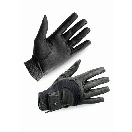 Black leather woof wear reintex mesh riding glove with reinforced stitching velcro strap and reintex reptile palm