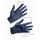 Navy blue woof wear reintex mesh riding glove with reintex reptile palm and reinforced fingertips for equestrian use