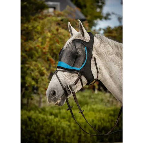 Woof Wear Ride On Fly Mask Black Turquoise Small Ride On Fly Masks