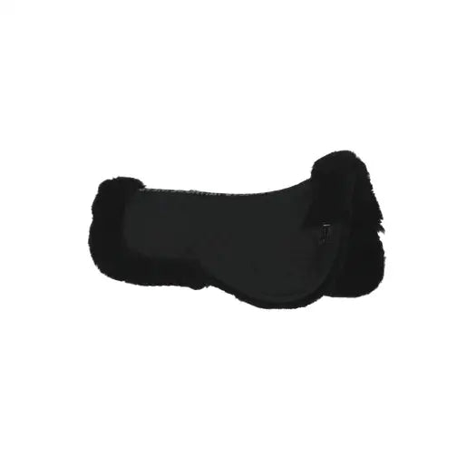 Black leather woof wear sheepskin half pad with real lambswool lining and high-wither shape for horses