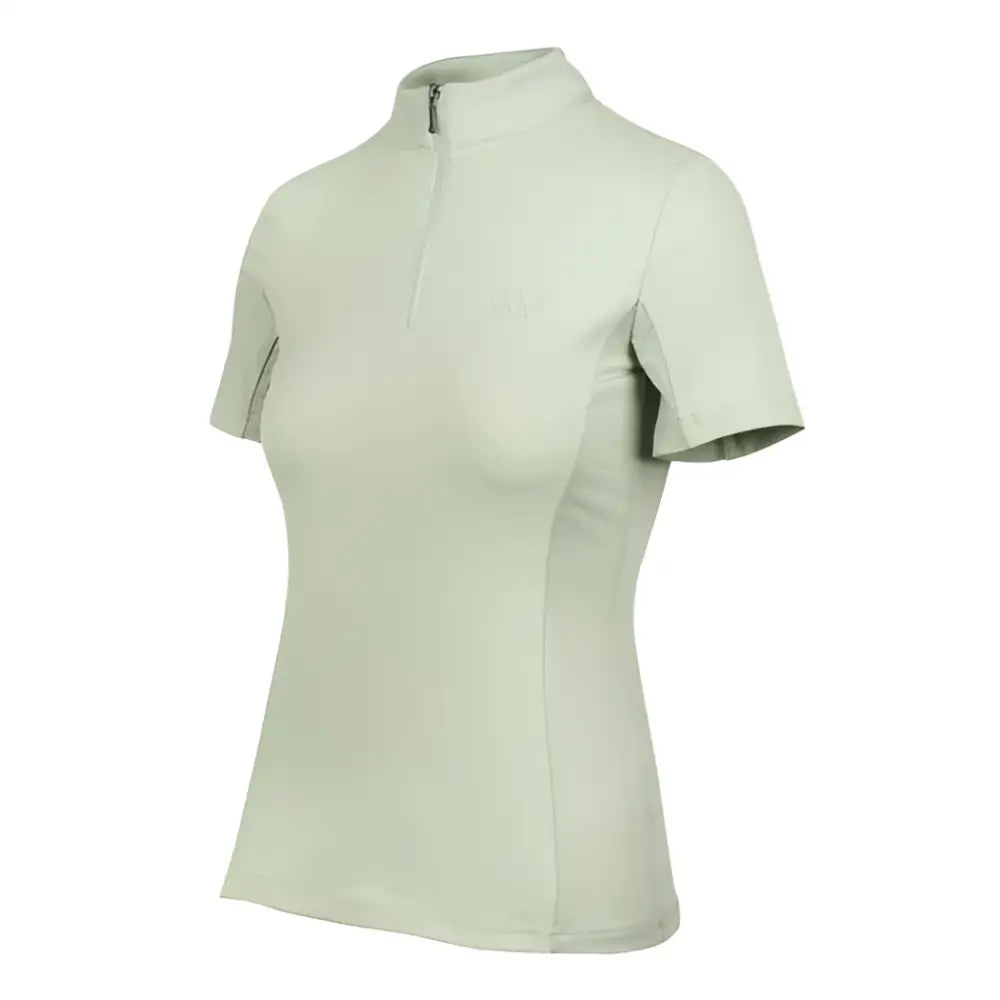 Light green woof wear short sleeve tech riding shirt with iflex pro fabric and mesh side panels for comfort