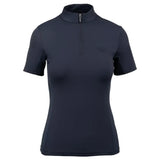 Dark navy woof wear short sleeve tech riding shirt with iflex pro fabric and half zip collar, subtle chest logo