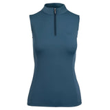 Teal woof wear sleeveless tech riding shirt with high collar quarter zip made from iflex pro fabric