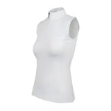 White sleeveless high-neck top with zipper made from iflex pro fabric in woof wear sleeveless tech riding shirt