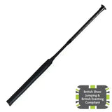 Black leather woof wear stealth jump bat riding crop with textured grip and rounded tip for wear stealth jump use