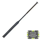 Black leather woof wear stealth jump bat with textured grip and tapered handle for riding and training