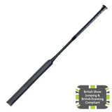 Black leather riding crop with textured grip and reinforced handle from woof wear stealth jump bat collection