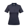 Navy blue woof wear tech polo shirt for women with white trim and high-stretch fabric for all-day comfort