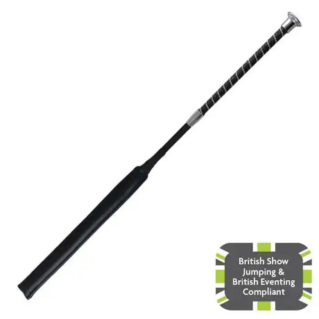 Black leather woof wear twisted jump bat with silver tip and textured grip made from shimmer faux leather