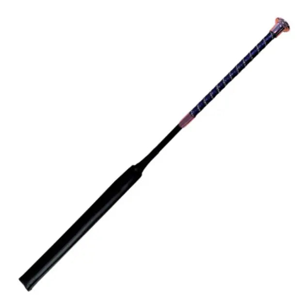 Black leather woof wear twisted jump bat with dark blue and black braided shimmer faux leather grip
