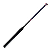 Black leather woof wear twisted jump bat with dark blue and black braided shimmer faux leather grip