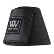 Black carbon fiber textured woof wear ultra overreach boots bell with matte black patch logo for ultimate overreach boots