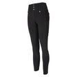 Black woof wear vision riding tights with high waist, three silver buttons, subtle side pockets, and micro-grip silicone