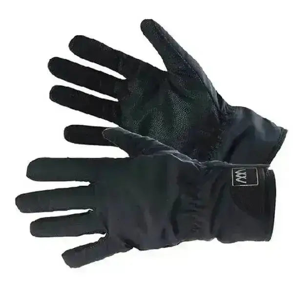 Black woof wear waterproof riding gloves with textured palm and reinforced fingers for tough riding use