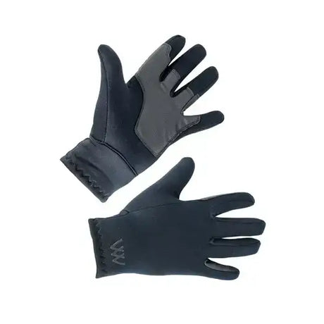 Black and dark gray woof wear young rider fleece riding glove with reinforced palm panels for extra grip and comfort