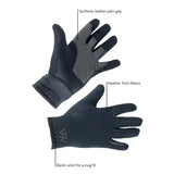 Black woof wear young rider fleece riding glove with synthetic leather palm grip and elastic wrist for snug fit