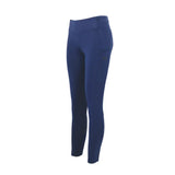Navy blue young rider pro tights with subtle side pocket and seat silicone grip for comfortable riding sessions